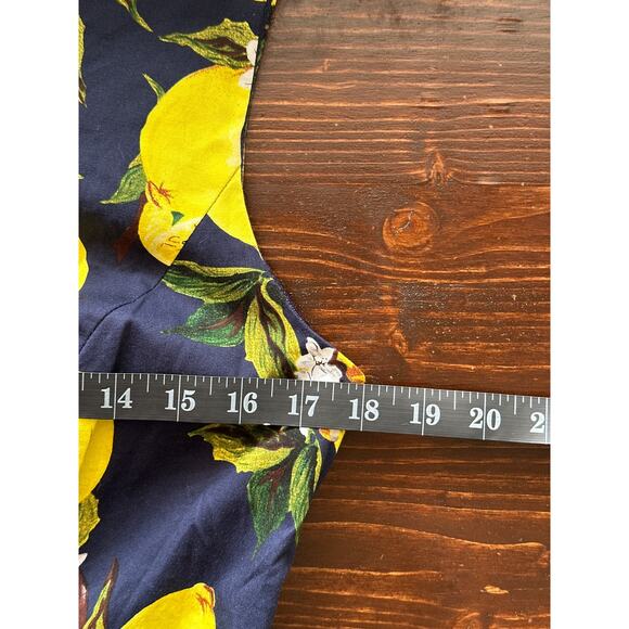 Hanpce’irs Fit and Flare Tradwife Style Dress L Navy w/ Lemons Spring Summer Fun - Picture 11 of 14